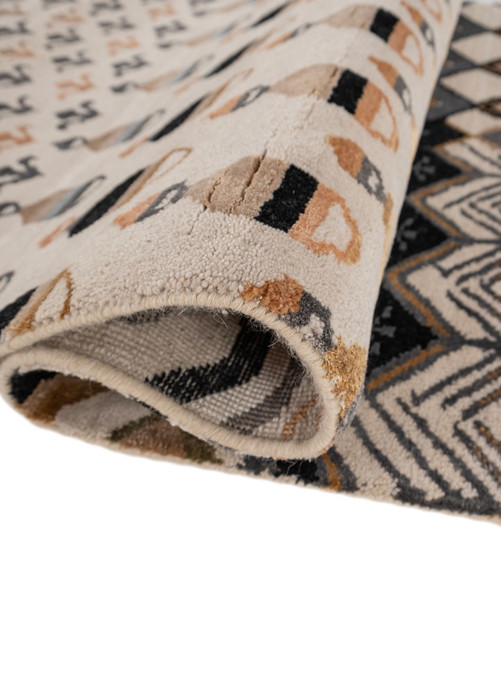 manchaha ivory wool and bamboo silk hand knotted Rug - FoldShot manchaha ivory wool and bamboo silk hand knotted Rug - FoldShot