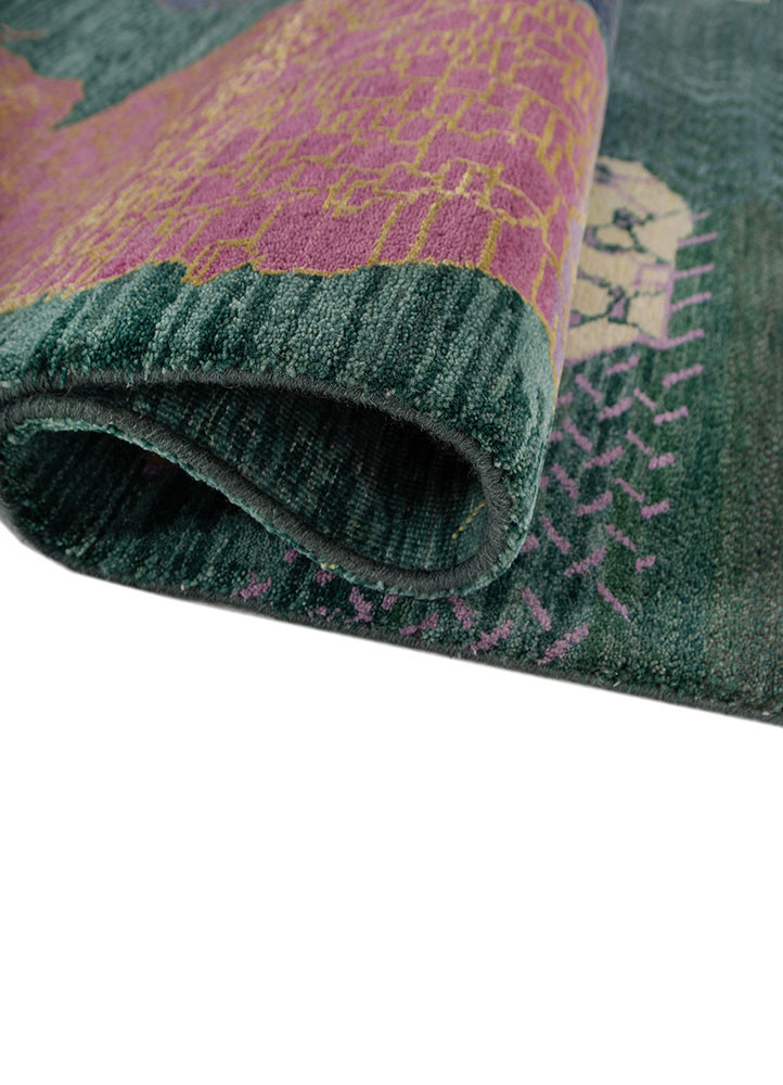 manchaha gold wool and bamboo silk hand knotted Rug - FoldShot