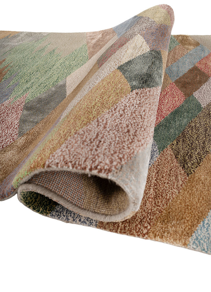 manchaha red and orange wool and bamboo silk hand knotted Rug - FoldShot