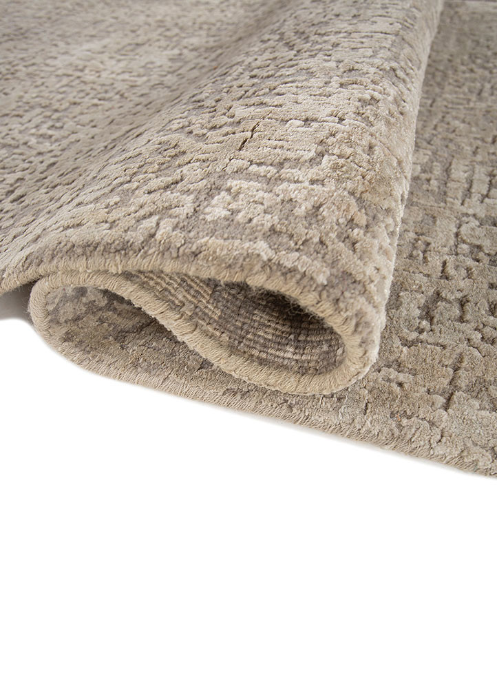 entropy grey and black wool and bamboo silk hand knotted Rug - FoldShot