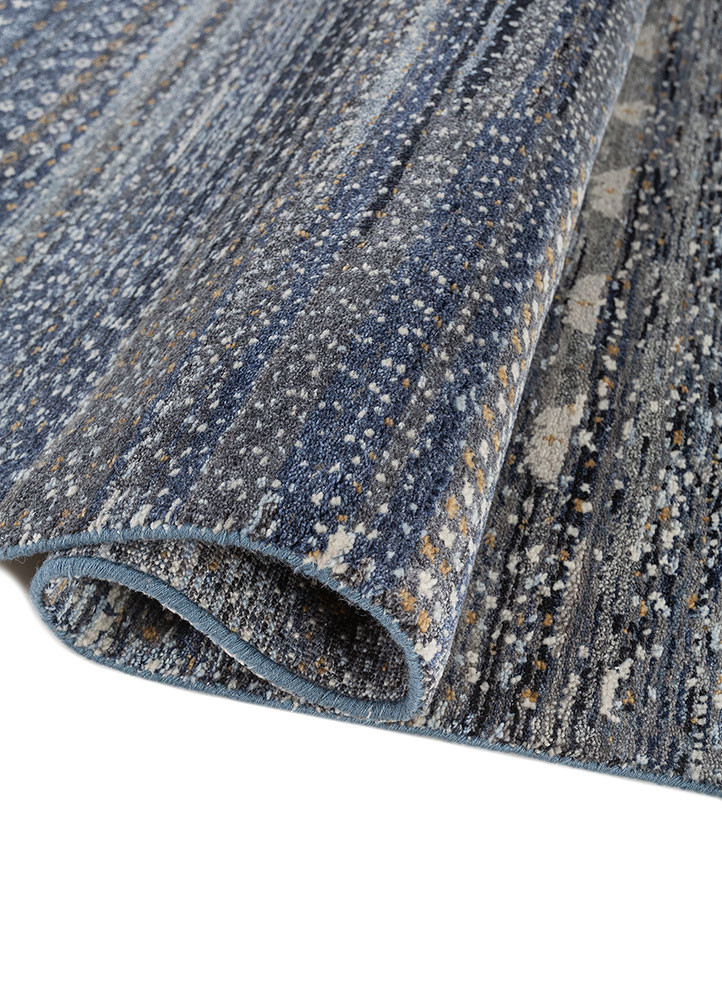 manchaha blue wool and silk hand knotted Rug - FoldShot manchaha blue wool and silk hand knotted Rug - FoldShot
