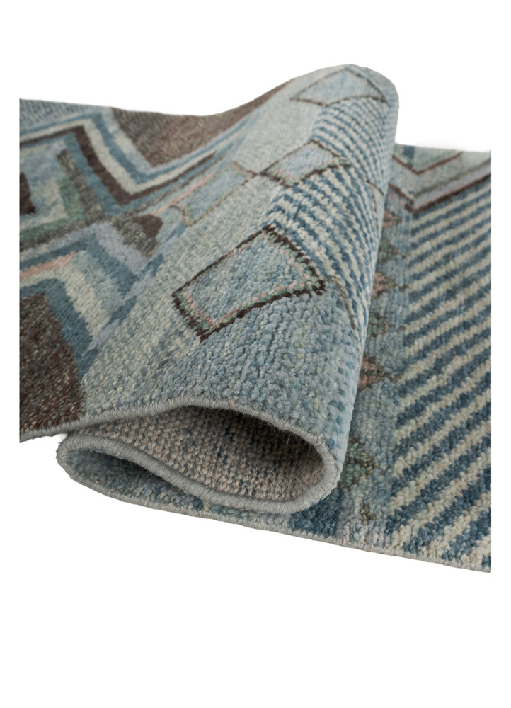 manchaha blue wool hand knotted Rug - FoldShot manchaha blue wool hand knotted Rug - FoldShot