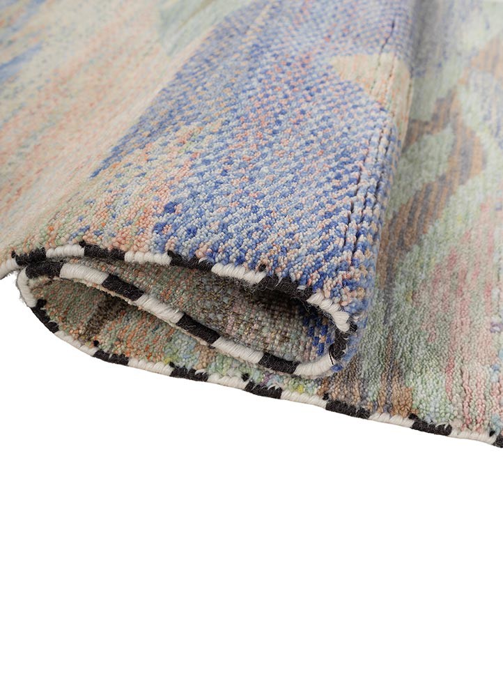 kavi x freedom manchaha pink and purple wool hand knotted Rug - FoldShot