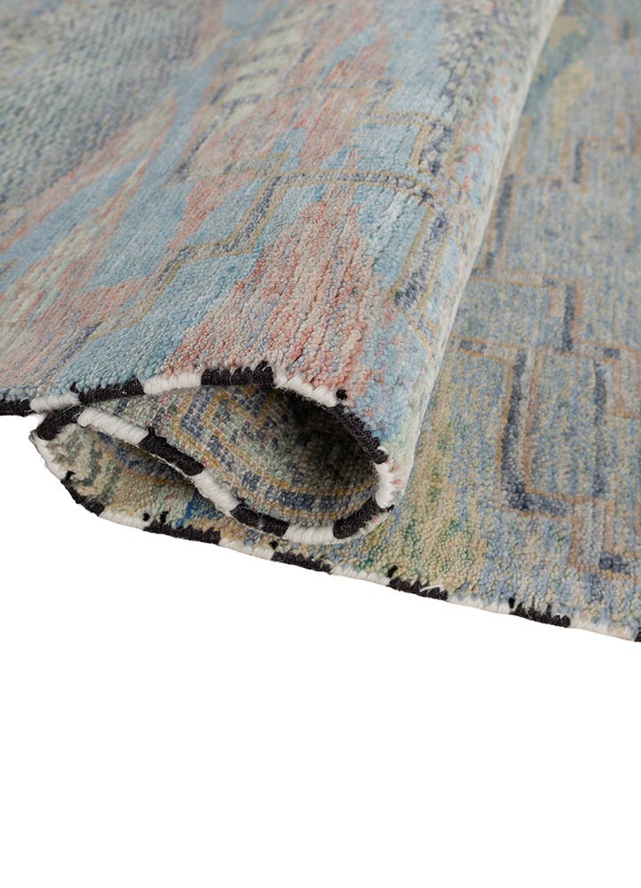 kavi x freedom manchaha pink and purple wool hand knotted Rug - FoldShot