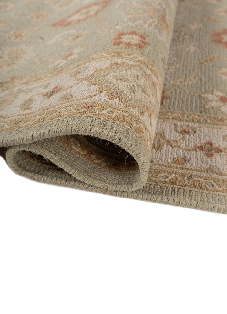 gulnar green wool hand knotted Rug - FoldShot