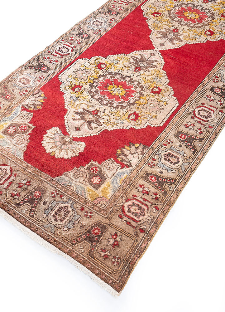 nuray red and orange wool hand knotted Rug - FoldShot