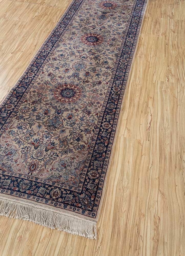 aalam blue wool hand knotted Rug - FoldShot aalam blue wool hand knotted Rug - FoldShot