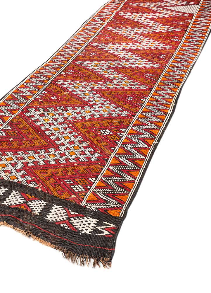 kiaan red and orange wool hand knotted Rug - FoldShot