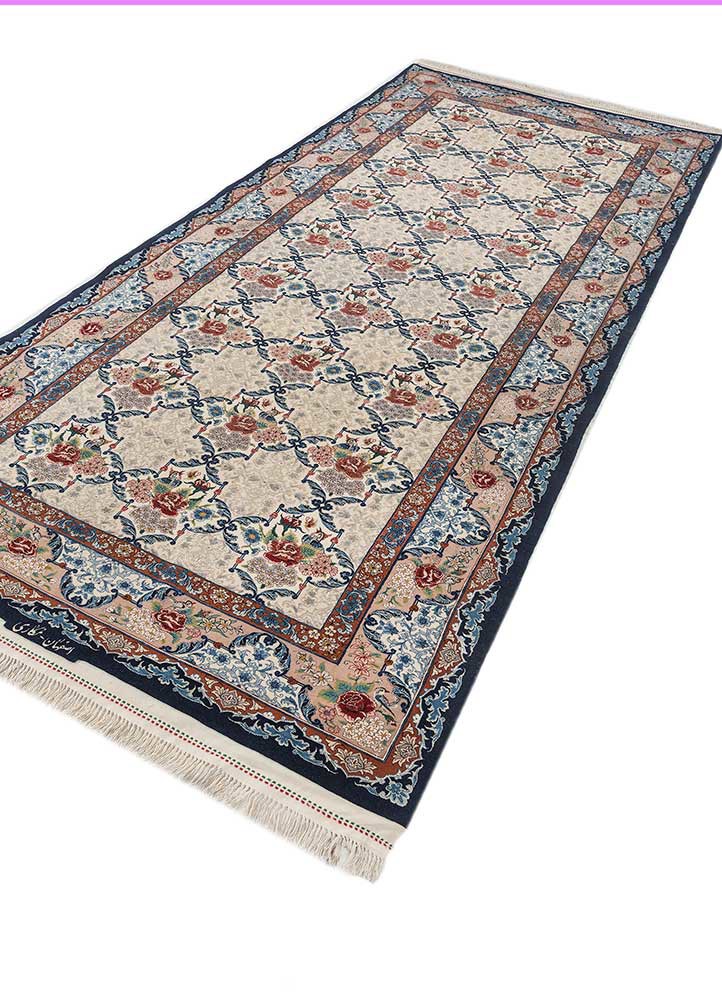 aalam blue wool hand knotted Rug - FoldShot aalam blue wool hand knotted Rug - FoldShot