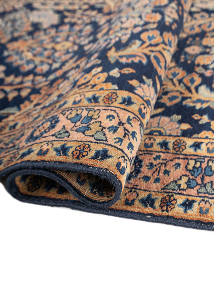 aalam blue wool hand knotted Rug - FoldShot