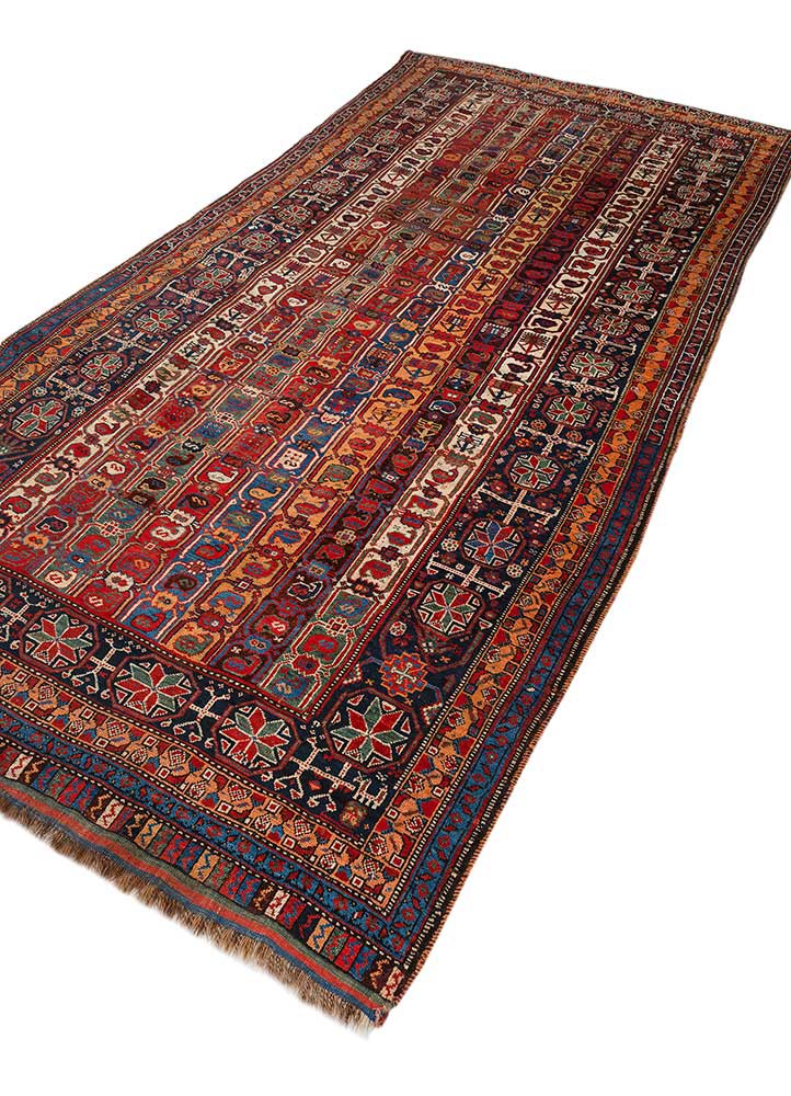 aalam red and orange wool hand knotted Rug - FoldShot aalam red and orange wool hand knotted Rug - FoldShot