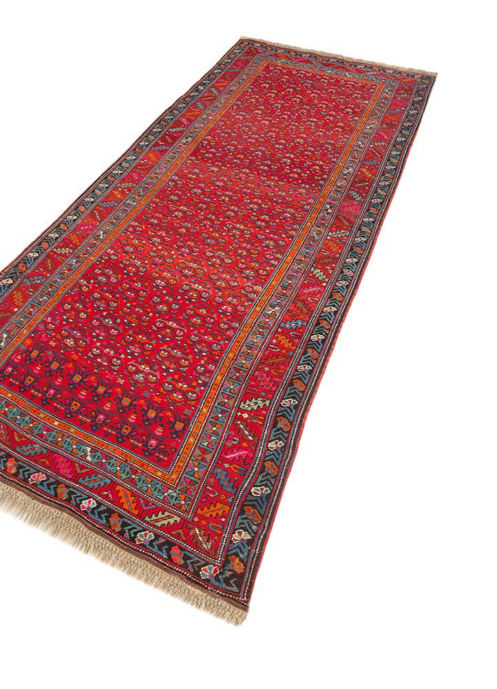 aalam red and orange wool hand knotted Rug - FoldShot aalam red and orange wool hand knotted Rug - FoldShot