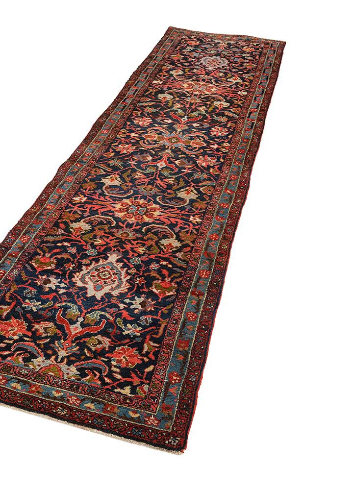 aalam blue wool hand knotted Rug - FoldShot