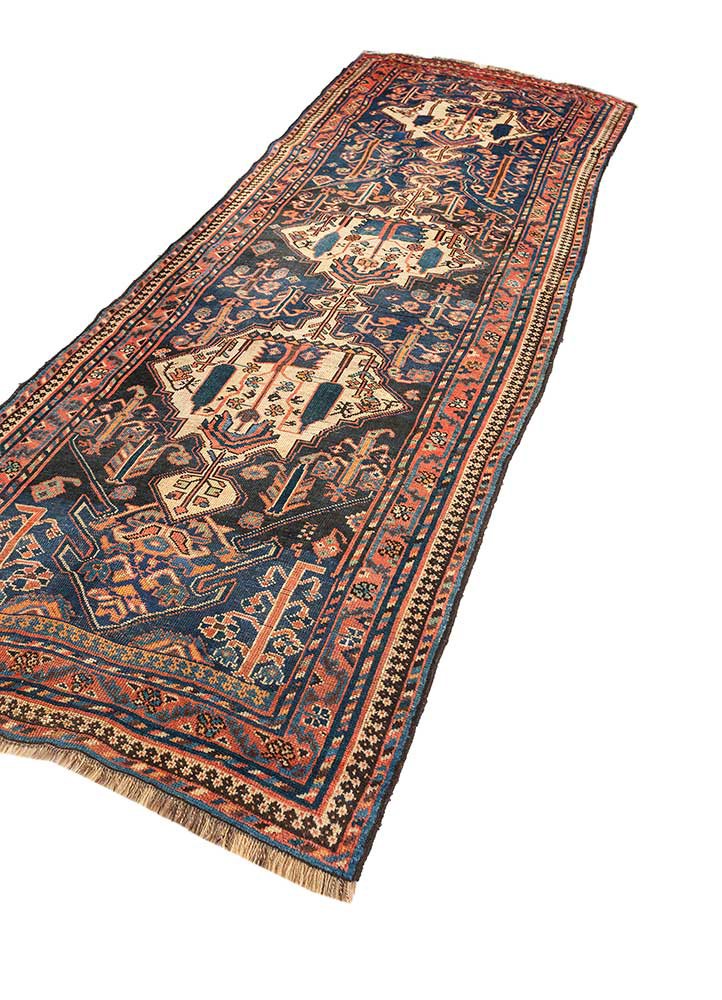 aalam blue wool hand knotted Rug - FoldShot