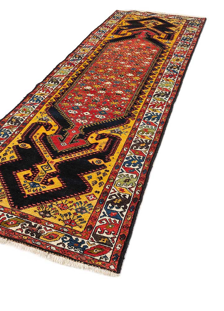 kiaan red and orange wool hand knotted Rug - FoldShot