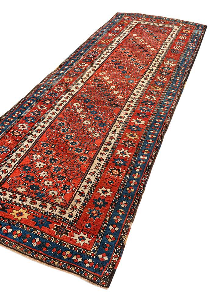aalam red and orange wool hand knotted Rug - FoldShot