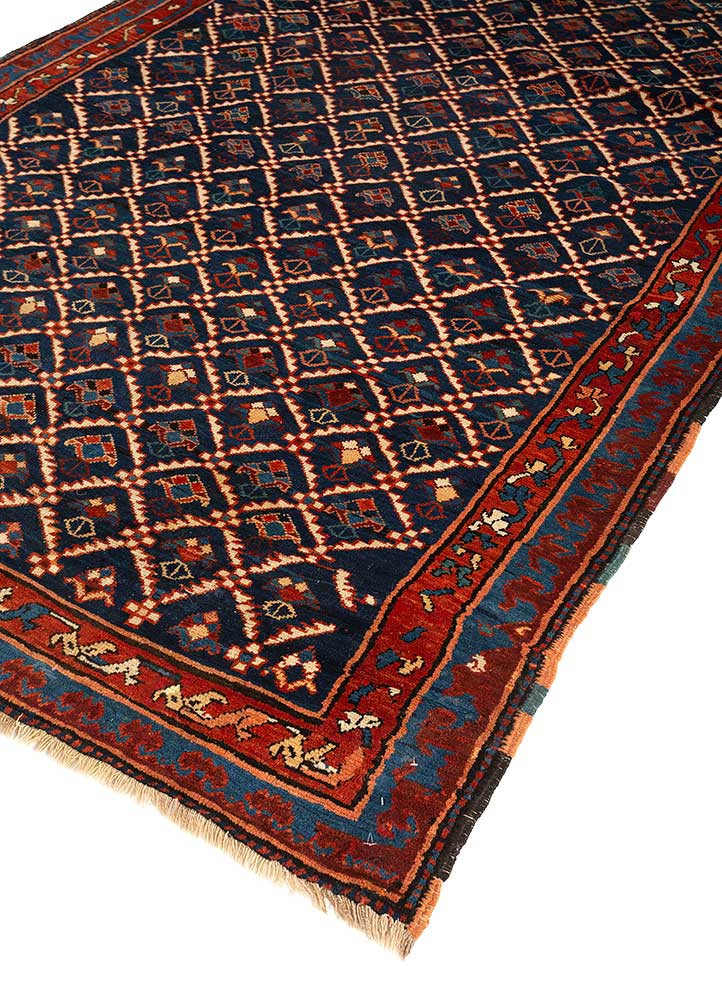 aalam blue wool hand knotted Rug - FoldShot aalam blue wool hand knotted Rug - FoldShot