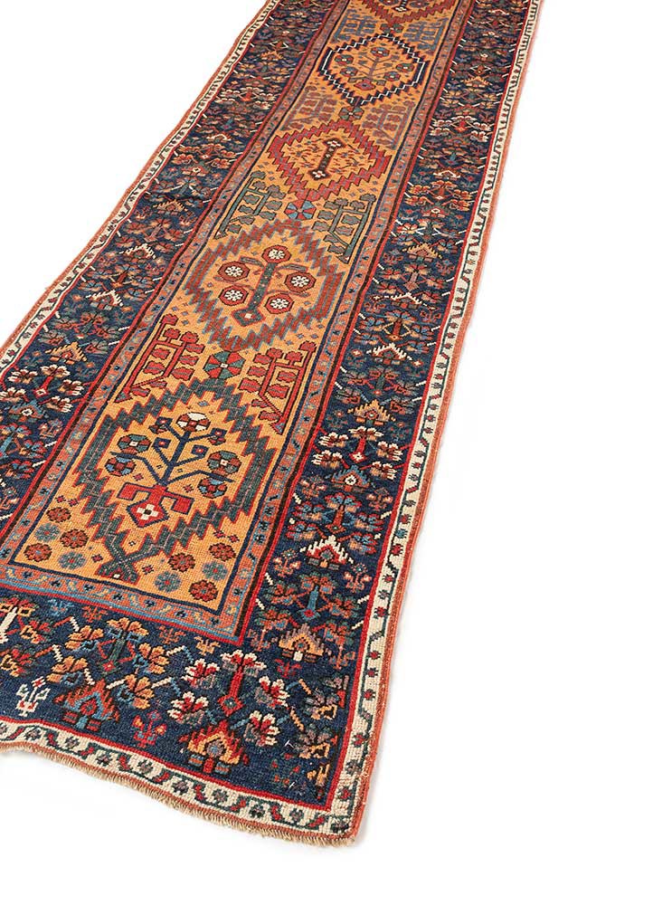 aalam red and orange wool hand knotted Rug - FoldShot