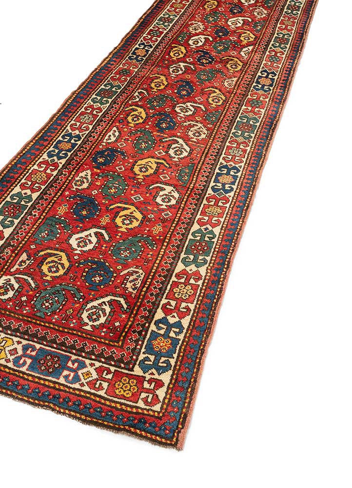 kiaan red and orange wool hand knotted Rug - FoldShot