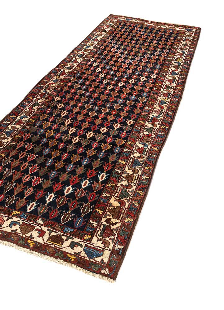 aalam blue wool hand knotted Rug - FoldShot