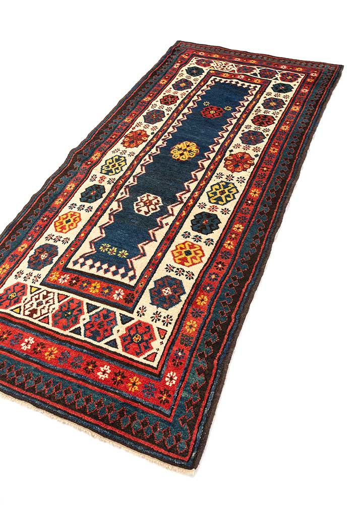 kiaan blue wool hand knotted Rug - FoldShot