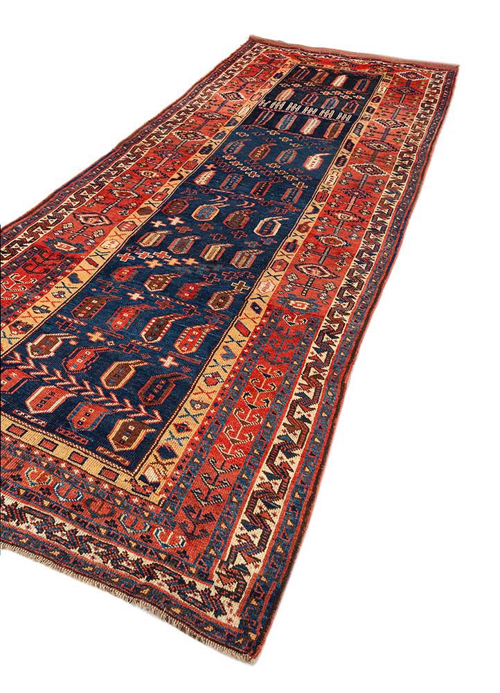 aalam blue wool hand knotted Rug - FoldShot aalam blue wool hand knotted Rug - FoldShot