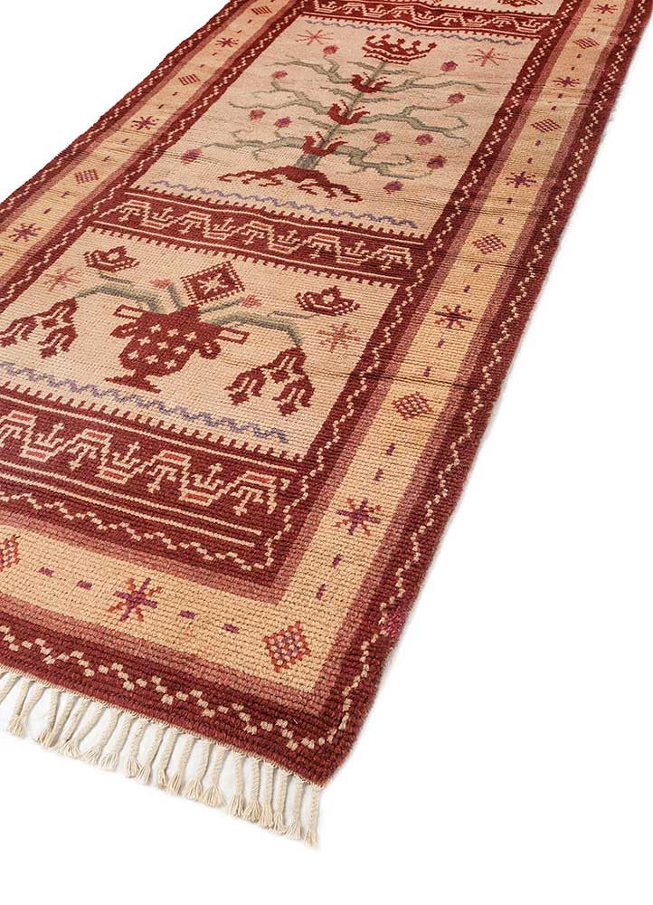 aalam beige and brown wool hand knotted Rug - FoldShot