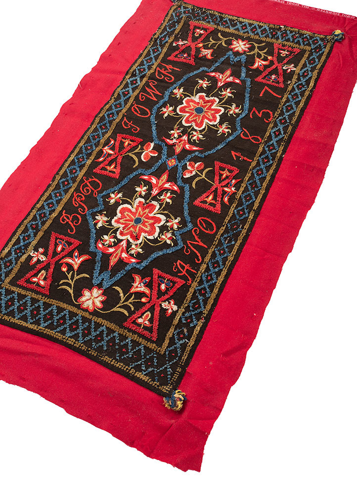 nayaab pink and purple wool flat weaves Rug - FoldShot nayaab pink and purple wool flat weaves Rug - FoldShot