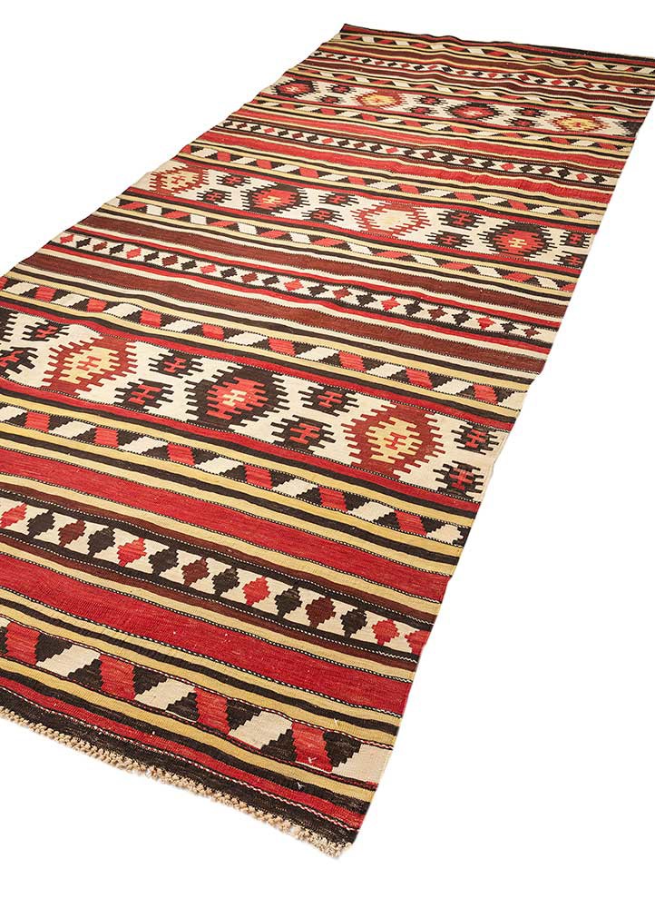 nayaab red and orange wool flat weaves Rug - FoldShot