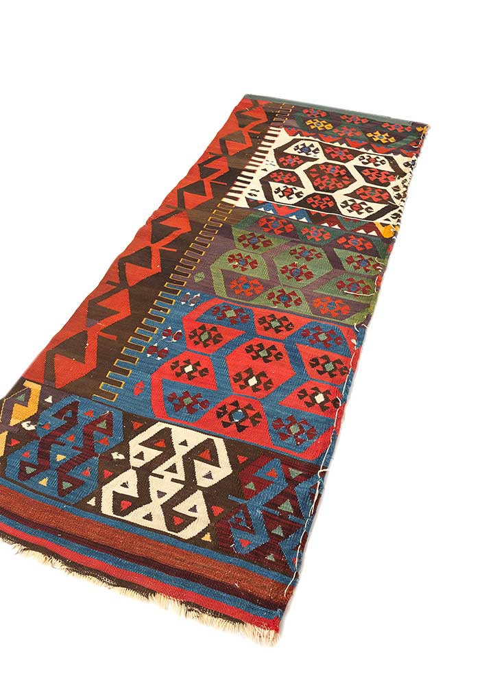 nayaab beige and brown wool flat weaves Rug - FoldShot