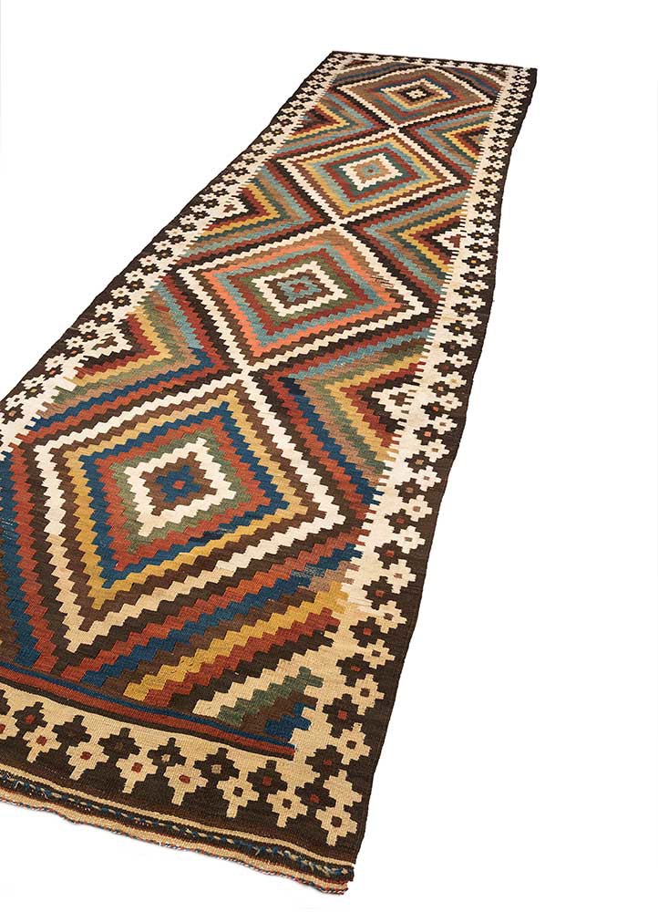 nayaab blue wool flat weaves Rug - FoldShot nayaab blue wool flat weaves Rug - FoldShot