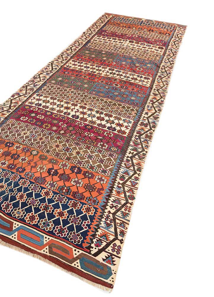 nayaab pink and purple wool flat weaves Rug - FoldShot