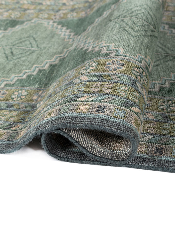 erbe green wool hand knotted Rug - FoldShot erbe green wool hand knotted Rug - FoldShot