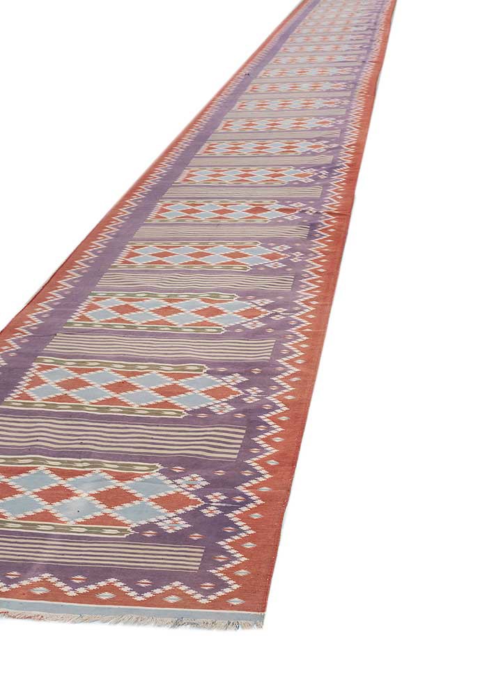 aalam red and orange wool flat weaves Rug - FoldShot aalam red and orange wool flat weaves Rug - FoldShot