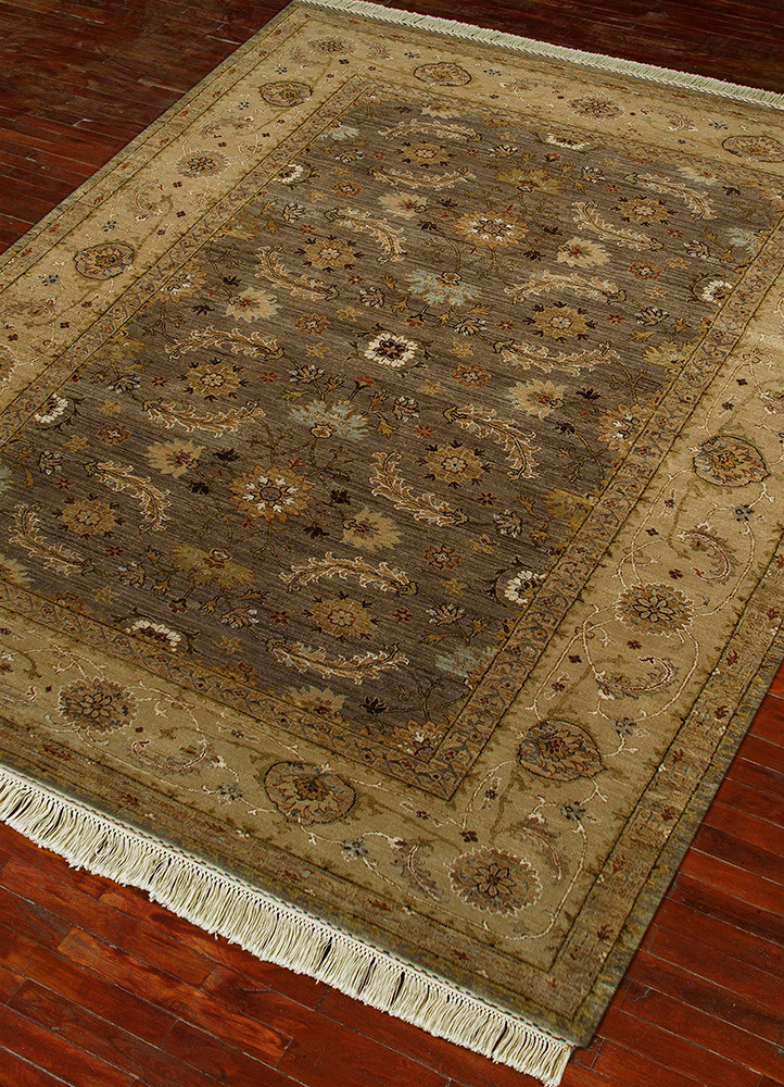 gulnar beige and brown wool hand knotted Rug - FoldShot gulnar beige and brown wool hand knotted Rug - FoldShot