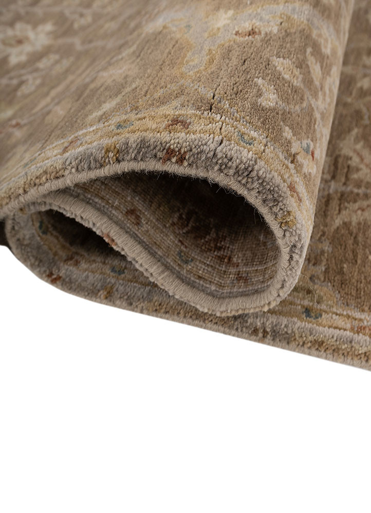 gulnar beige and brown wool hand knotted Rug - FoldShot gulnar beige and brown wool hand knotted Rug - FoldShot