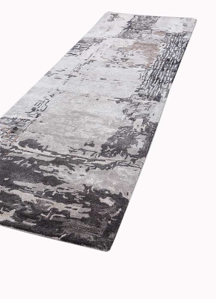 genesis grey and black wool and viscose hand tufted Rug - FoldShot