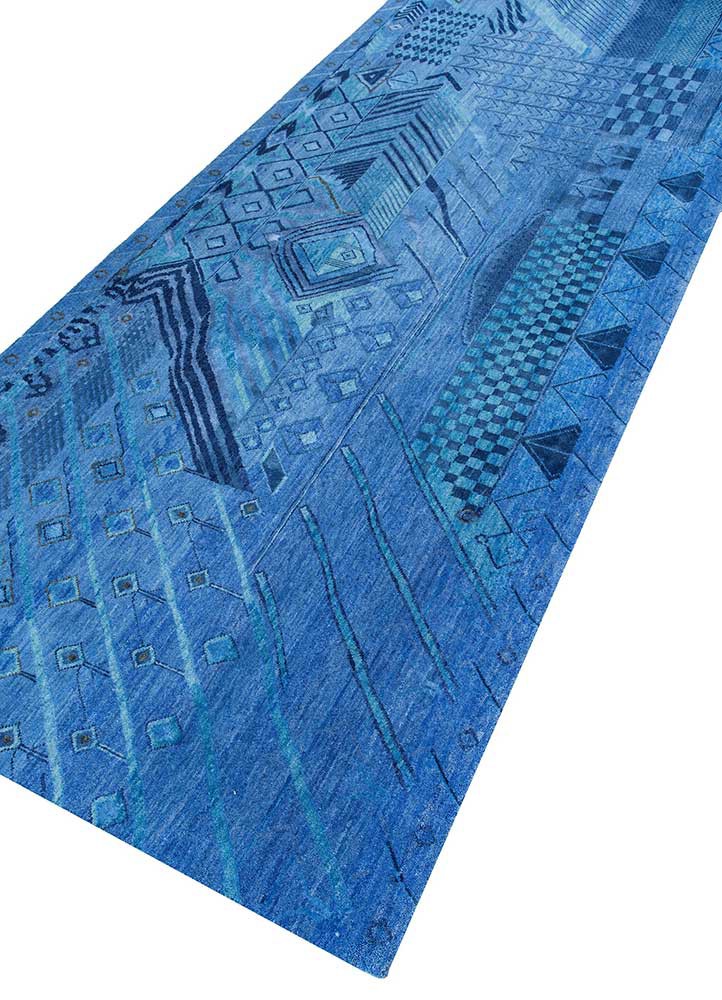 manchaha blue wool and bamboo silk hand knotted Rug - FoldShot manchaha blue wool and bamboo silk hand knotted Rug - FoldShot