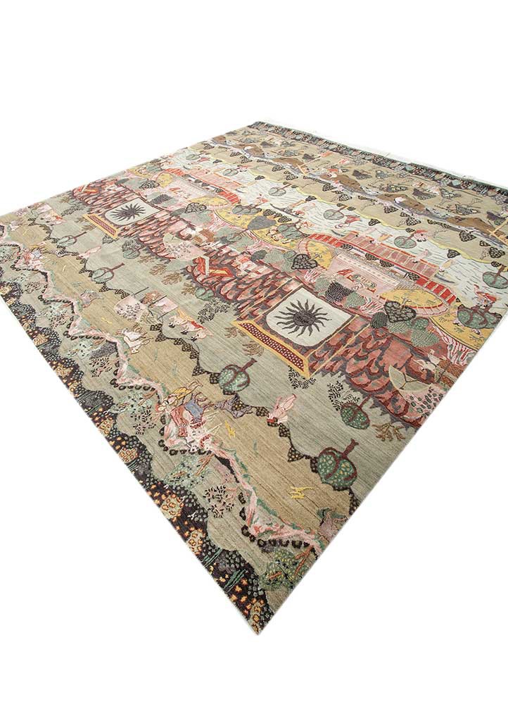 aurora green wool and bamboo silk hand knotted Rug - FoldShot aurora green wool and bamboo silk hand knotted Rug - FoldShot