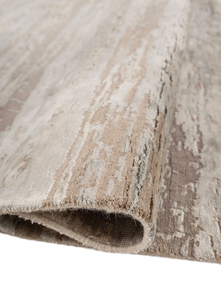 chaos theory by kavi ivory wool and bamboo silk hand knotted Rug - FoldShot