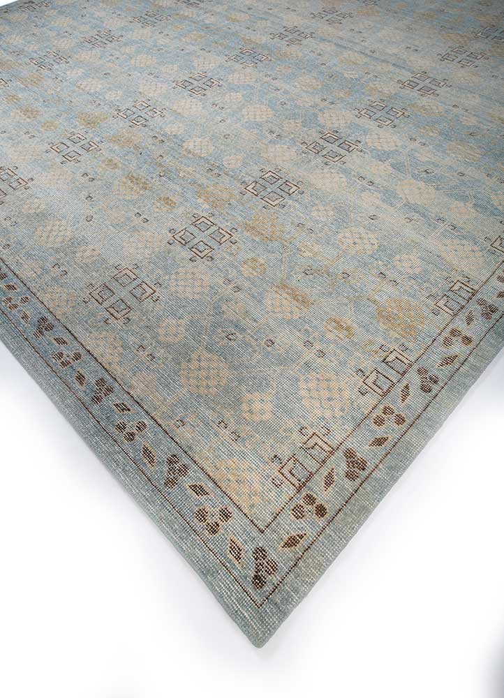 erbe blue wool hand knotted Rug - FoldShot