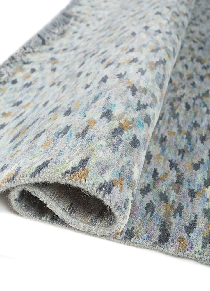 kavi x manchaha blue wool hand knotted Rug - FoldShot
