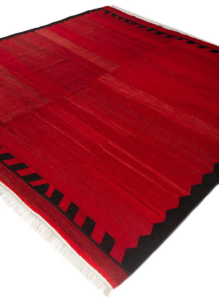 nayaab red and orange wool flat weaves Rug - FoldShot nayaab red and orange wool flat weaves Rug - FoldShot