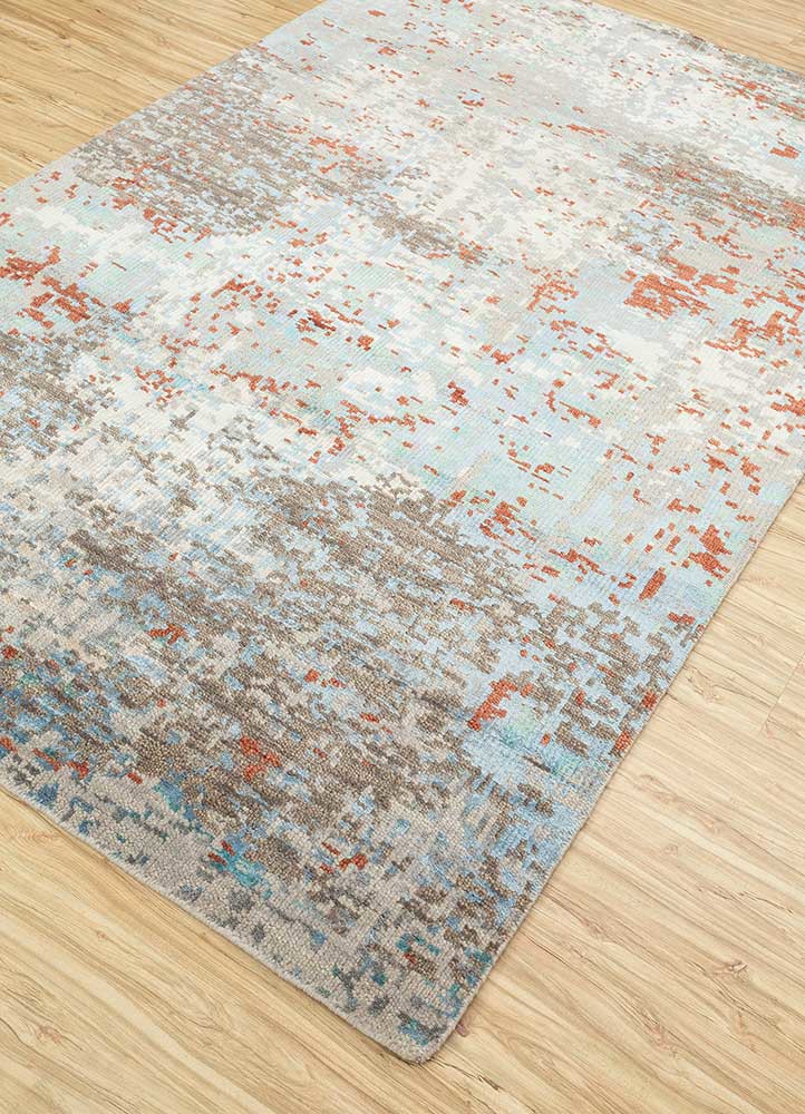 blythe beige and brown wool and bamboo silk hand knotted Rug - FoldShot