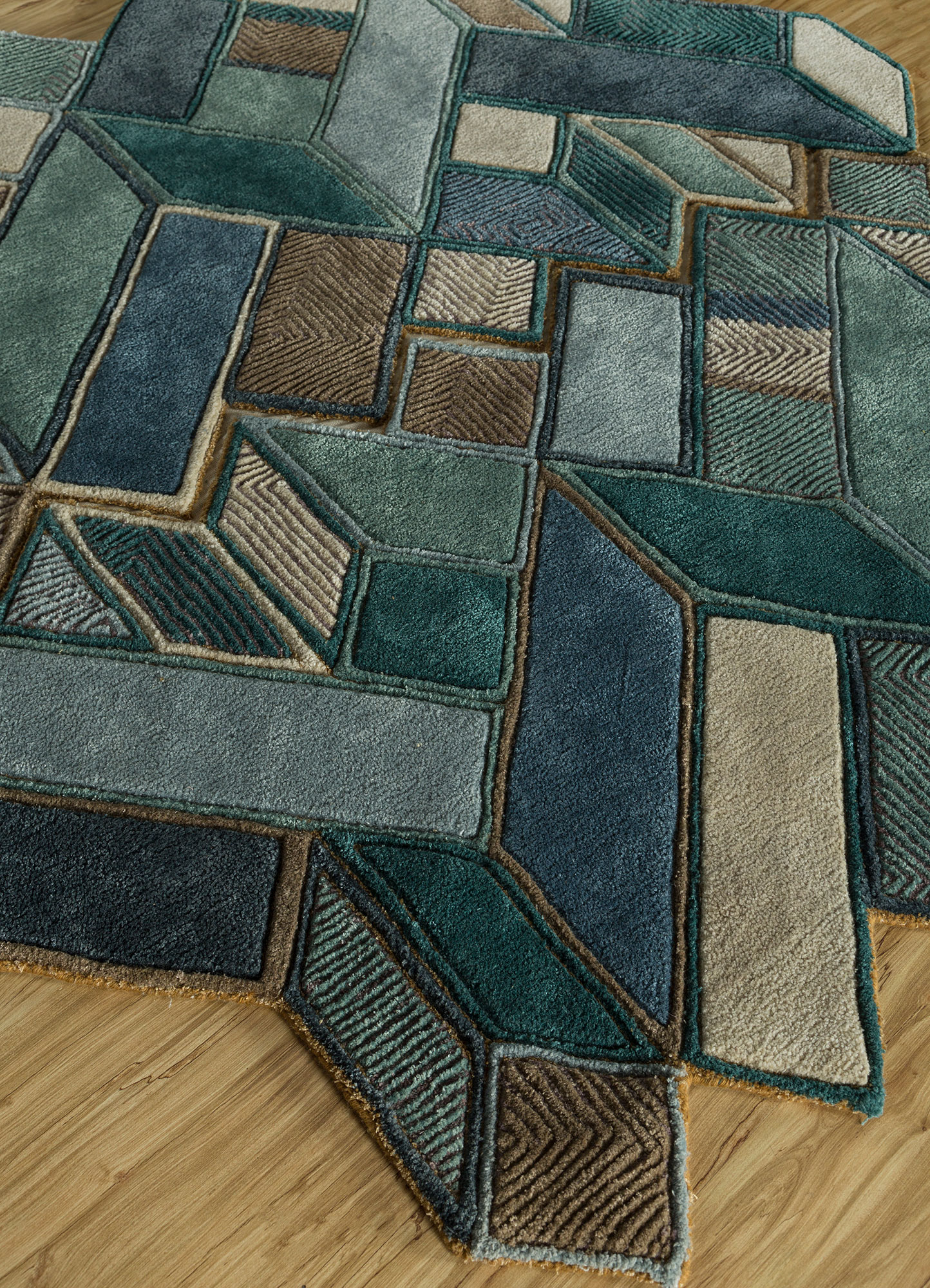 Archetype Blue Hand Tufted Wool & Viscose Rugs-Top-9510 Archetype Blue Hand Tufted Wool & Viscose Rugs-Top-9510