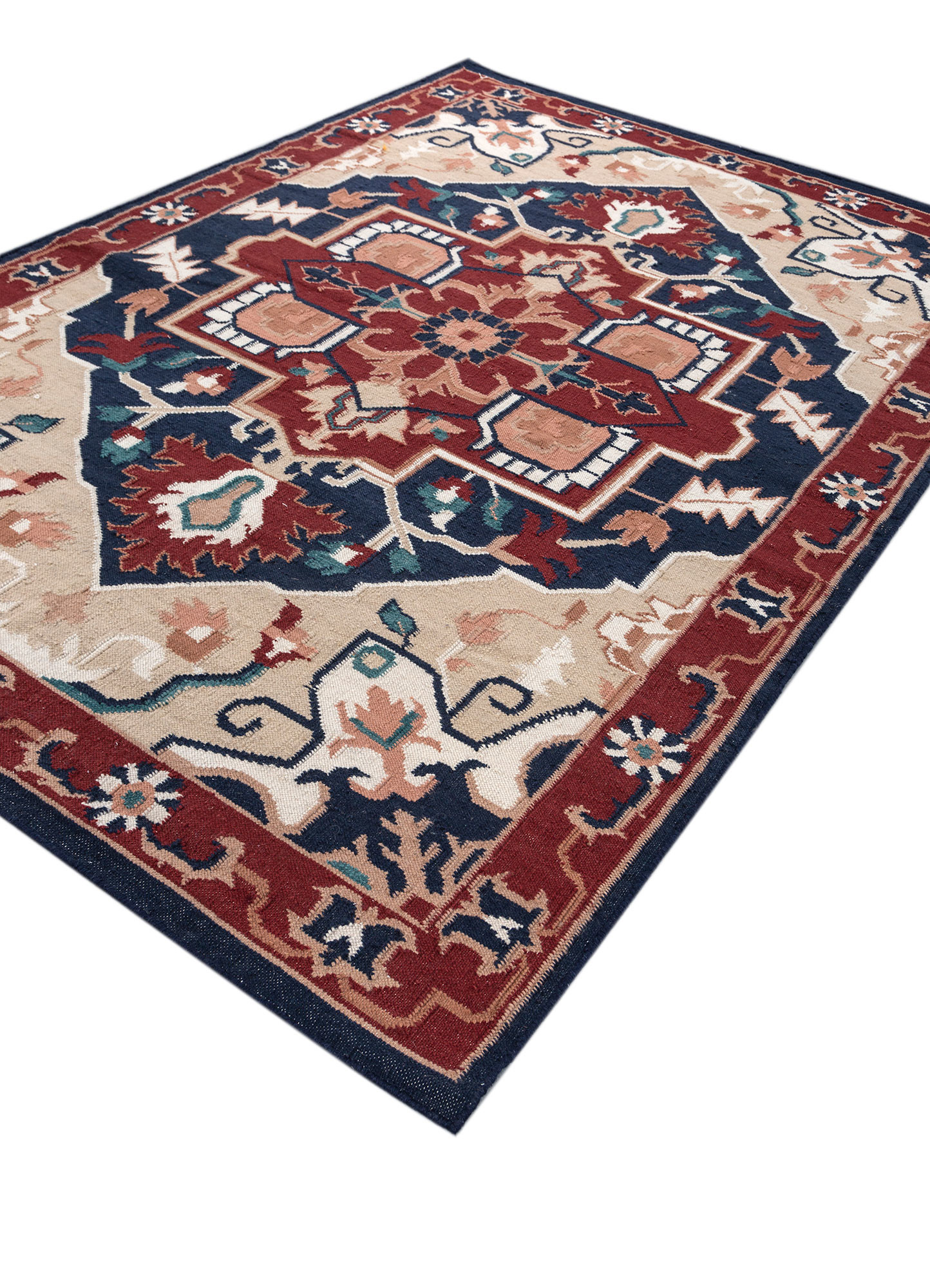 Bedouin Blue Flat Weaves Wool Rugs-Adwl-23005-Jaipur Rugs ZA