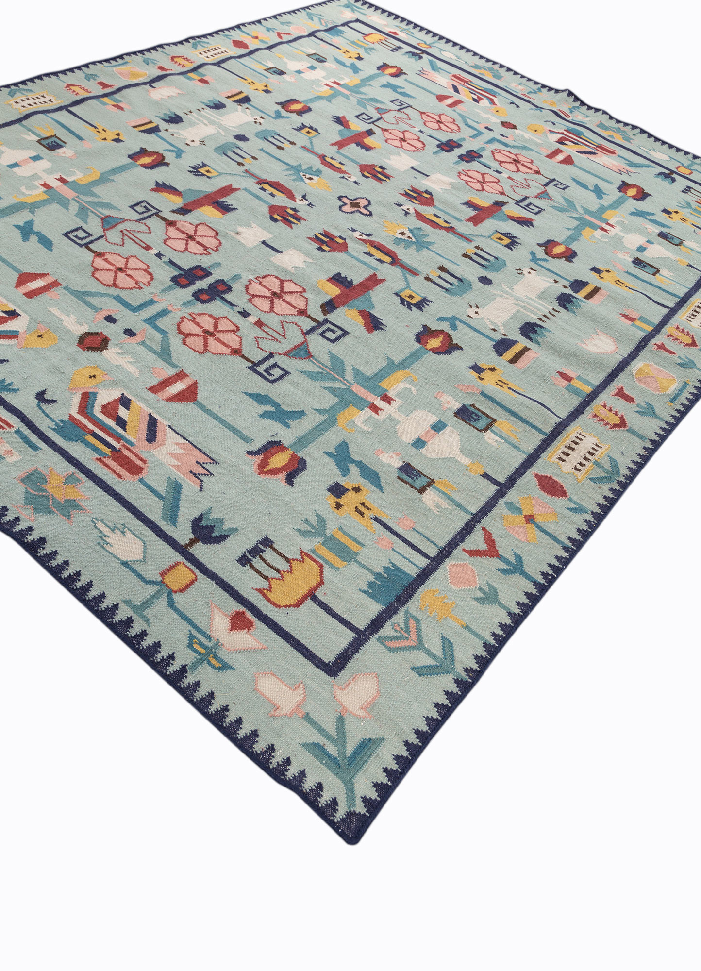 Bedouian Rug Bedouin Blue Flat Weaves Wool Rugs-Adwl-23013-Jaipur Rugs US