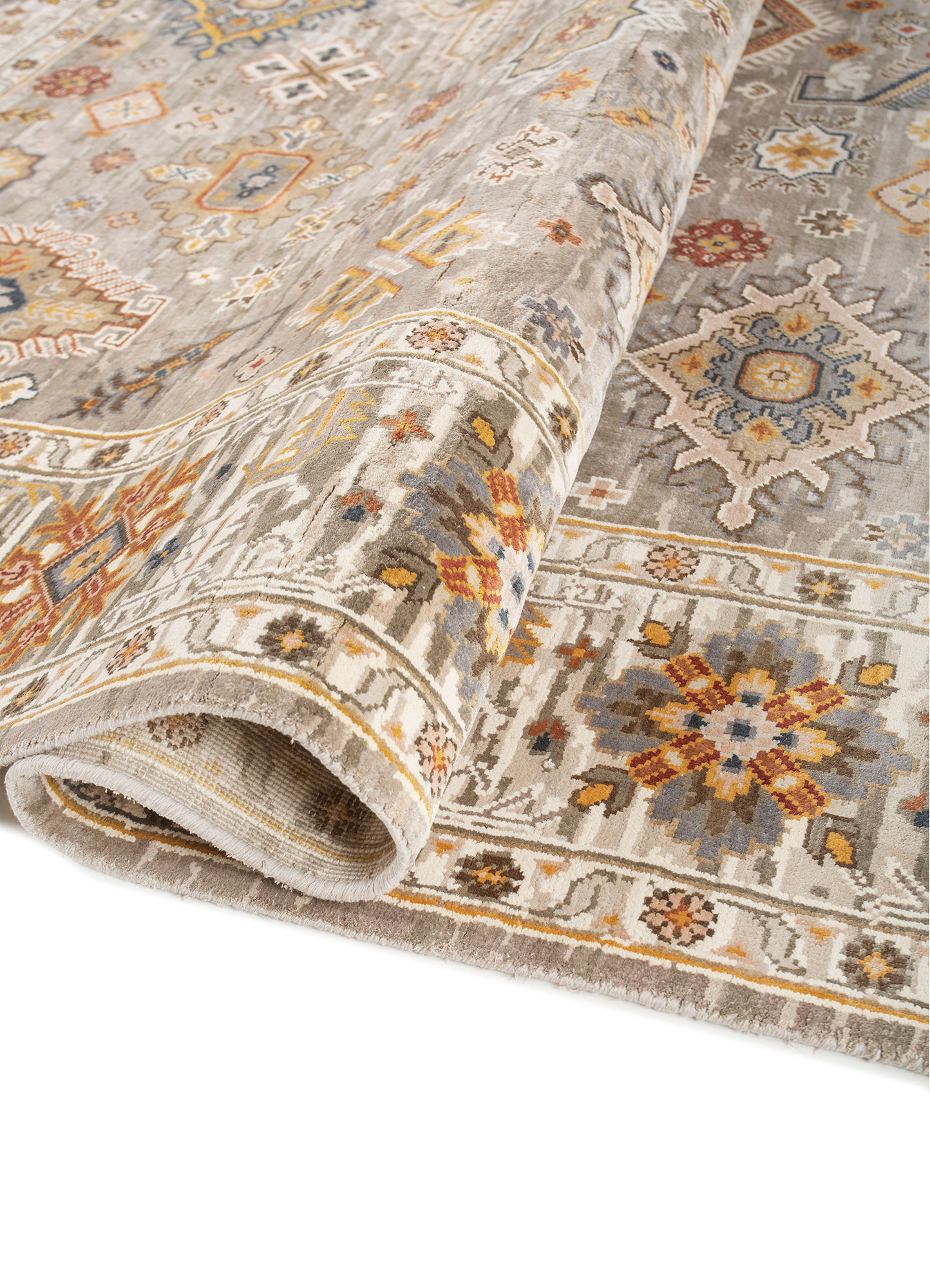 Cyanna Grey Black Hand Knotted Silk Rugs-Akps-13002-Jaipur Rugs ZA