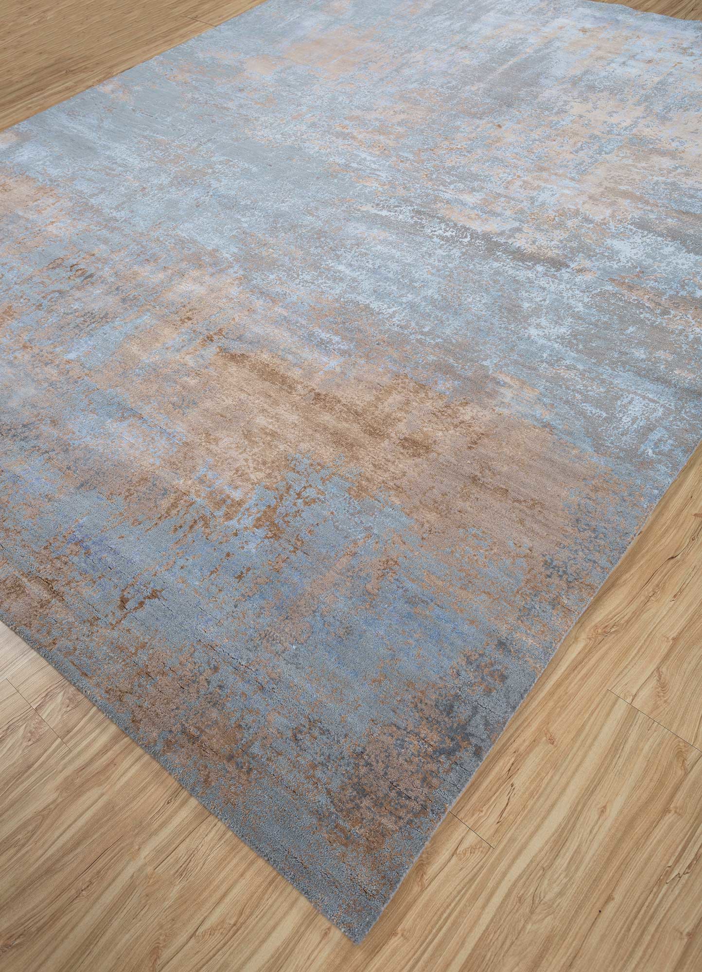 Chaos Theory By Kavi Blue Hand Knotted Wool and Bamboo Silk RugsEsk