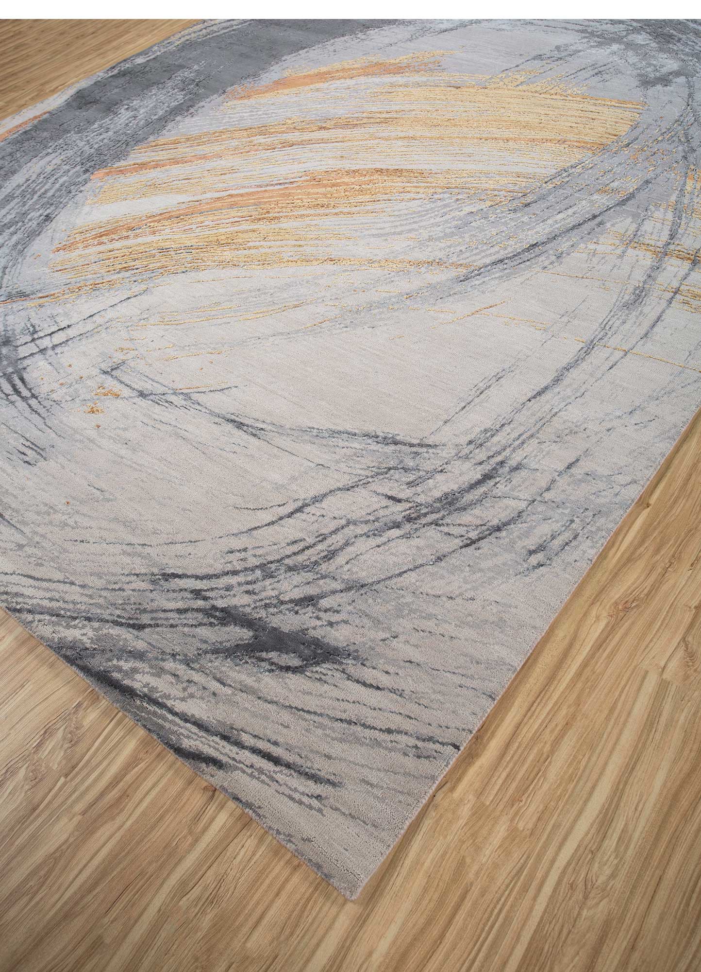 Free Verse By Kavi Ivory Hand Knotted Wool & Bamboo Silk Rugs-Esk